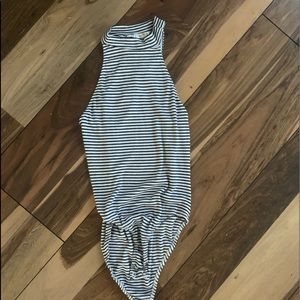 black and white striped halter body con tank top